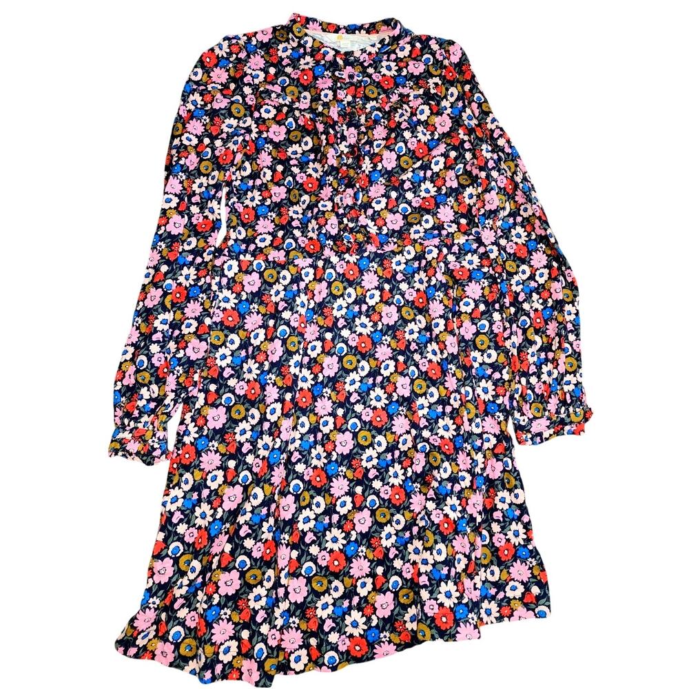 Boden Alexandra Blouson Jersey Midi Dress Multicolor Floral Long Sleeve 4
